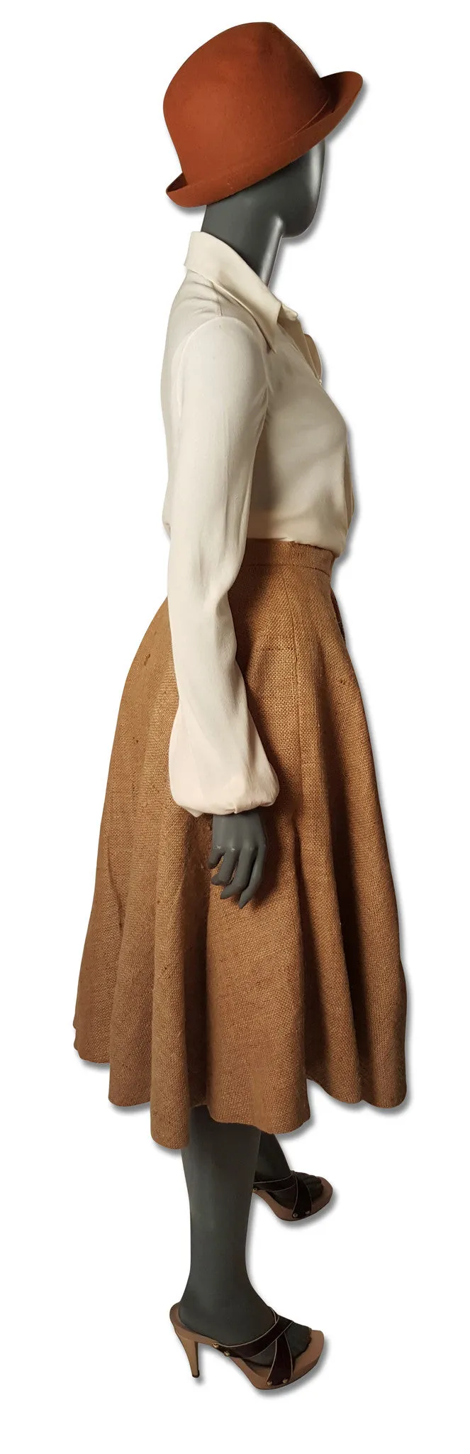 1950s Burlap Appliquéd Circle Skirt