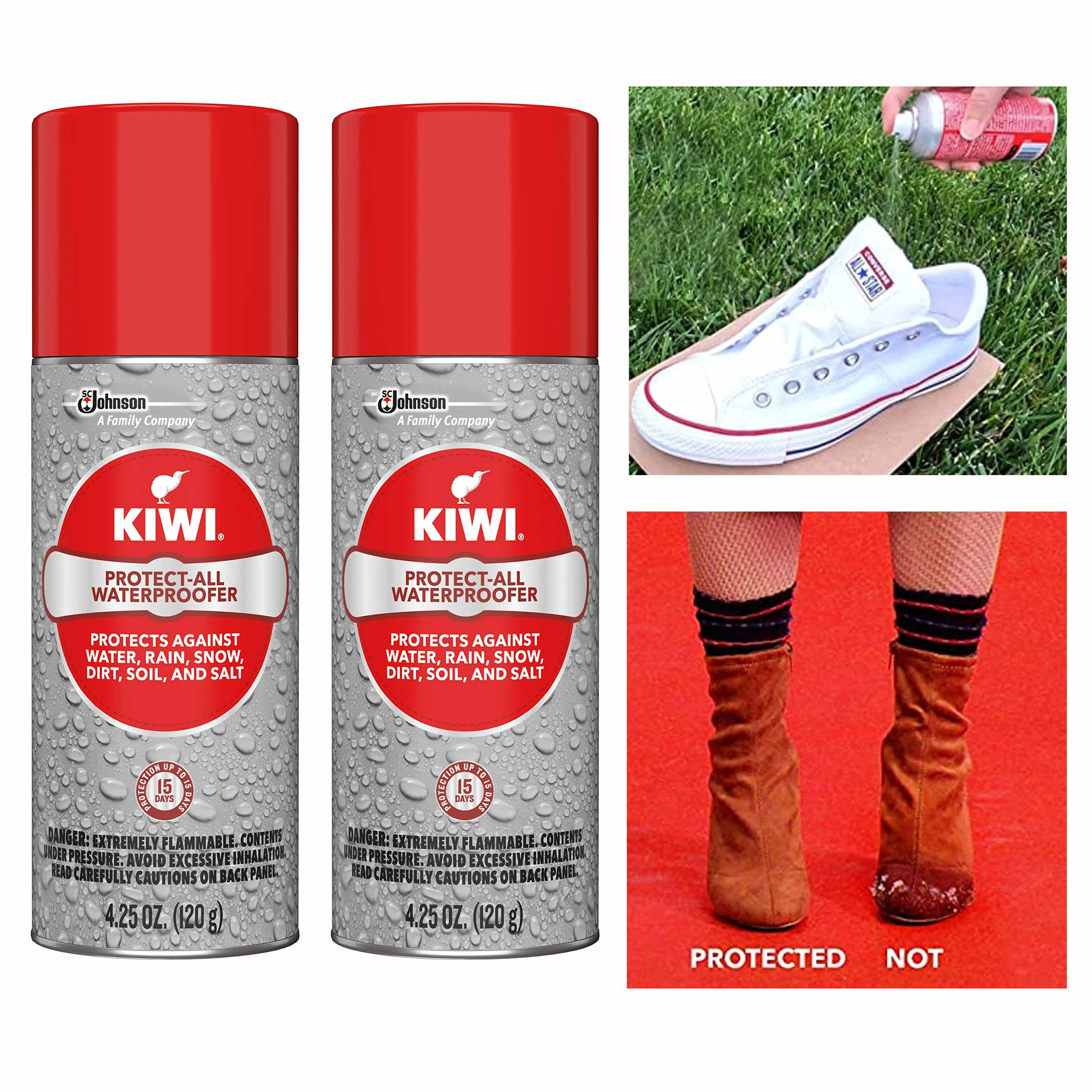 2 Pc KIWI Protect All Weather Proof Leather Fabric Shoes Boot Waterproof 4.25oz