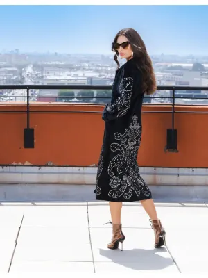 Adore, Velvet, Long Duster with Stud Detail in Black