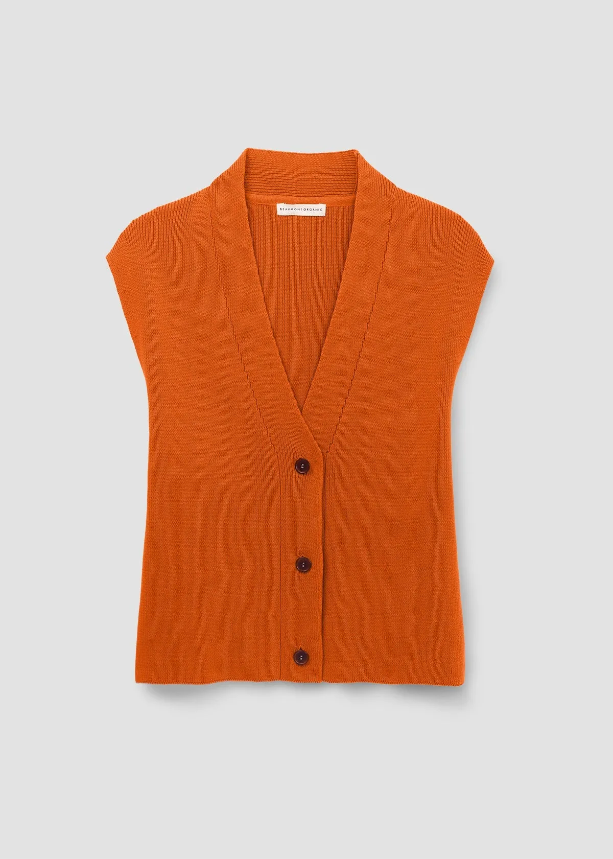 Aila Organic Cotton Knitted Vest in Brick | Beaumont Organic