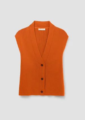 Aila Organic Cotton Knitted Vest in Brick | Beaumont Organic