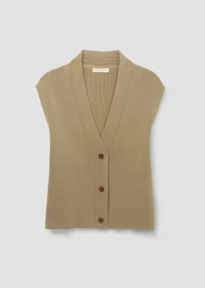 Aila Organic Cotton Knitted Vest in Taupe | Beaumont Organic