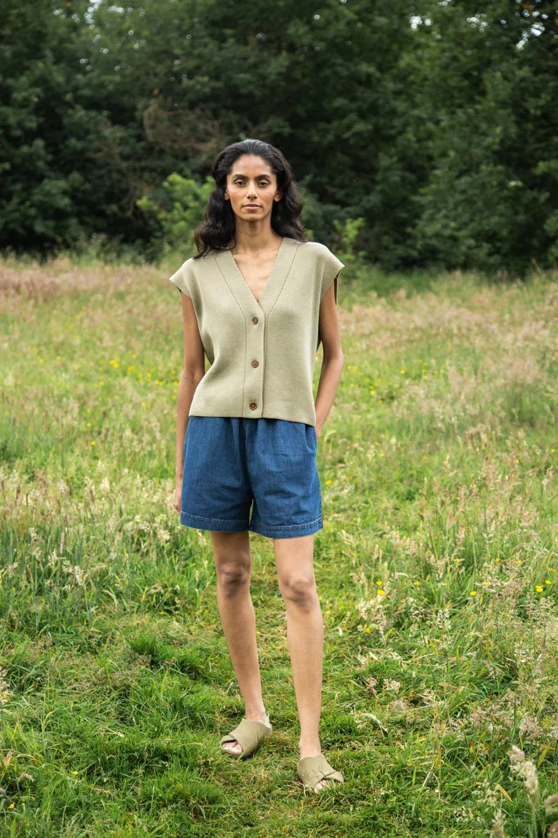 Aila Organic Cotton Knitted Vest in Taupe | Beaumont Organic