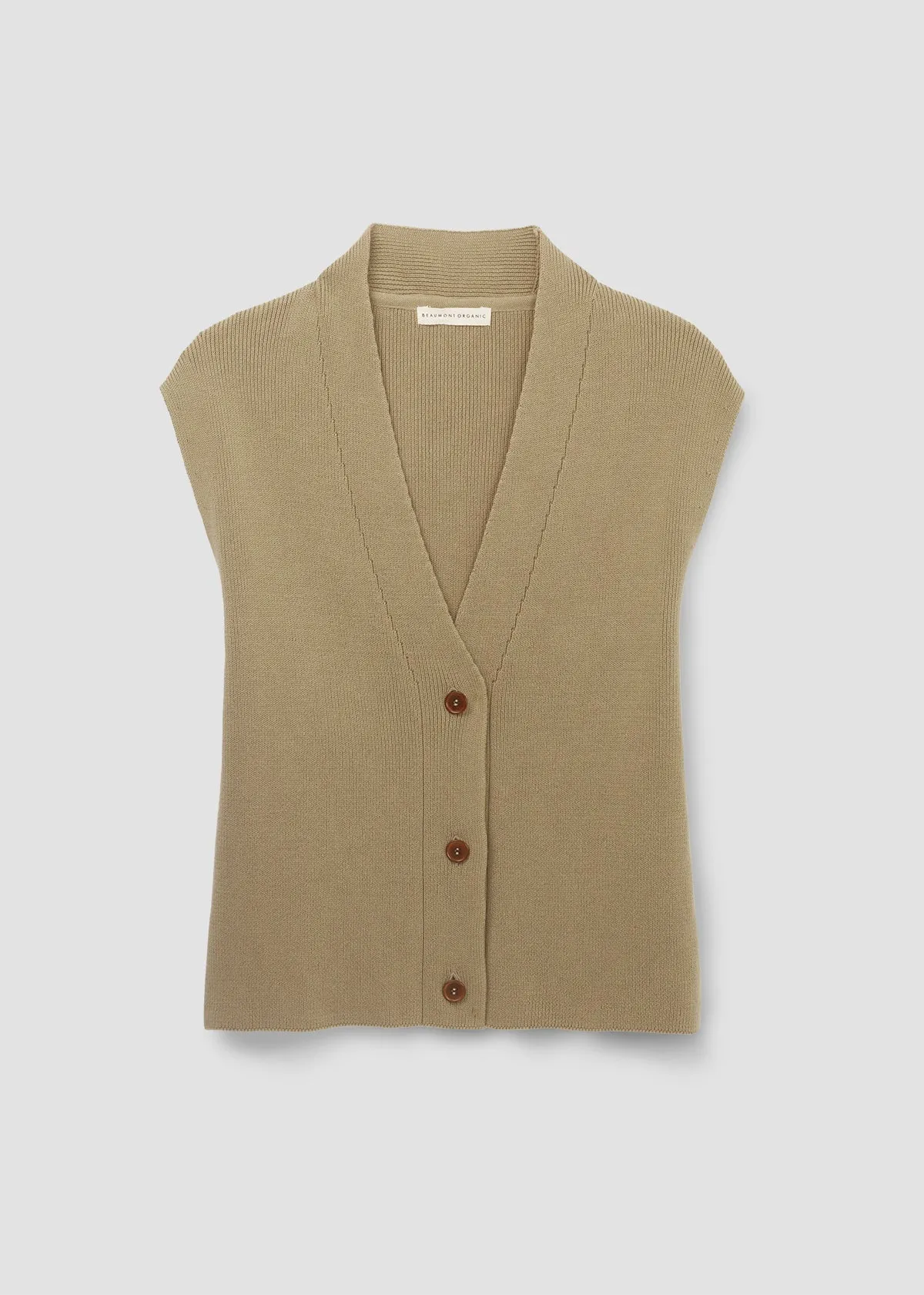 Aila Organic Cotton Knitted Vest in Taupe | Beaumont Organic