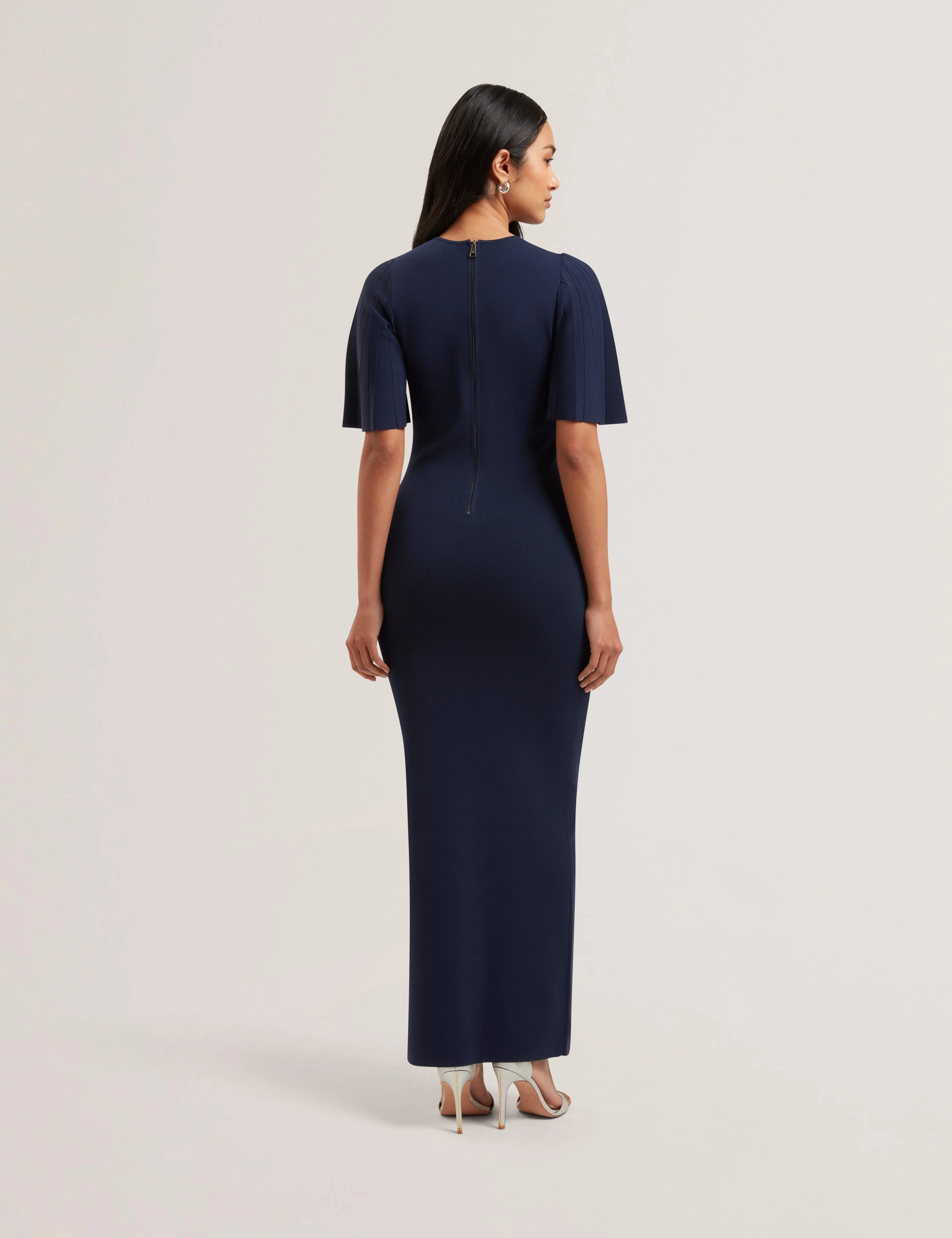 Alenha Knitted Angel Sleeve Mini Dress Navy