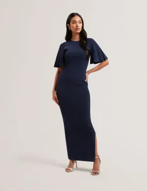 Alenha Knitted Angel Sleeve Mini Dress Navy