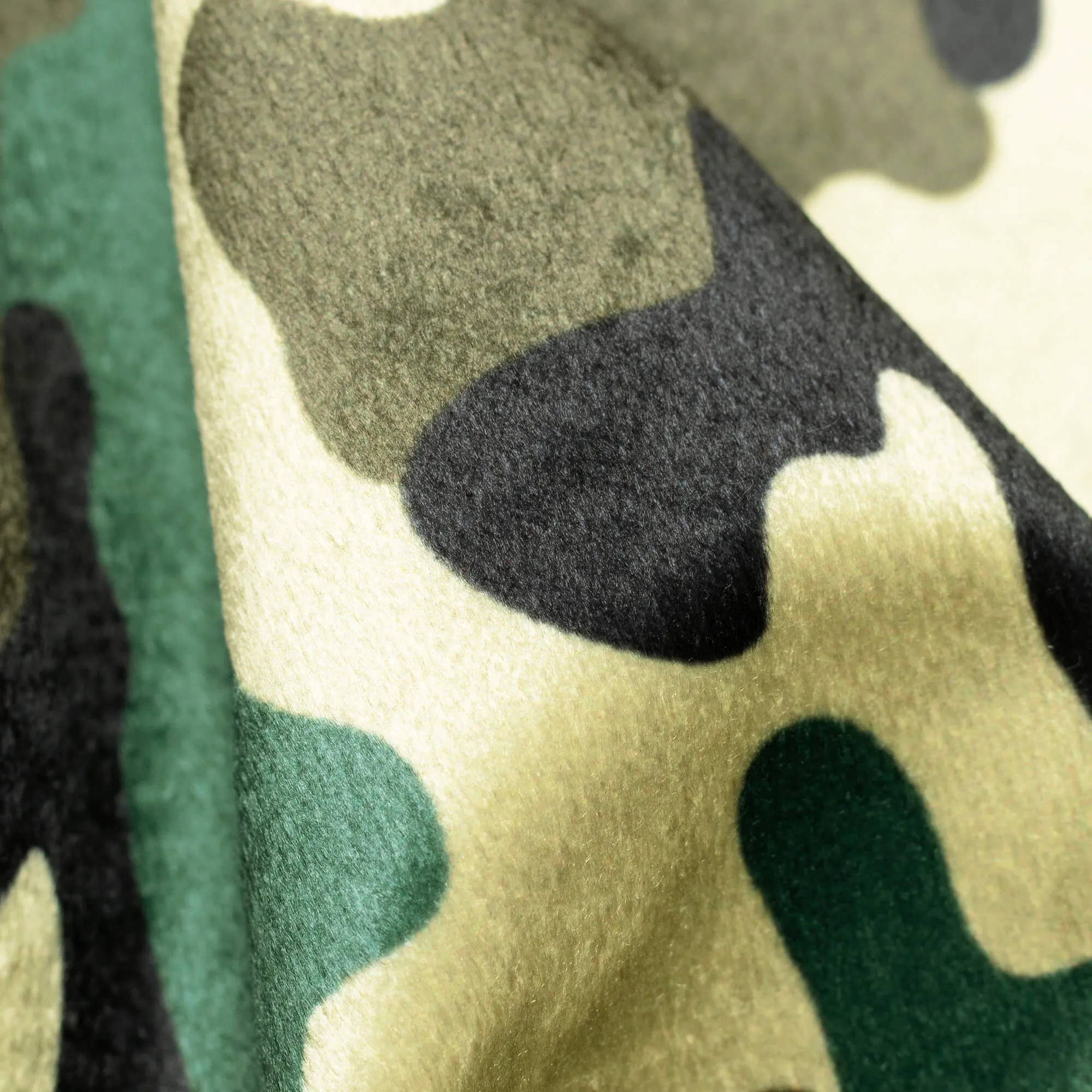 Army Green And Black Camouflage Digital Print Velvet Fabric (Width 58 Inches)