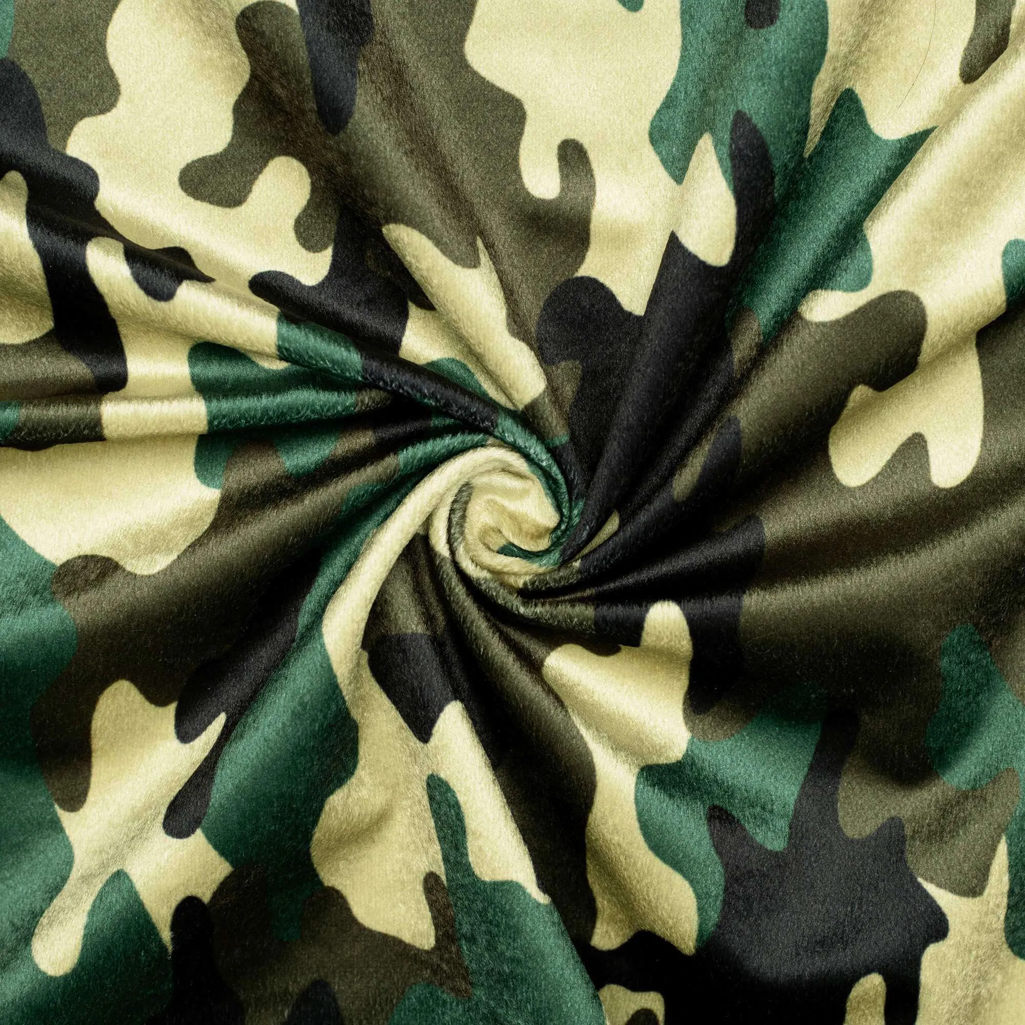 Army Green And Black Camouflage Digital Print Velvet Fabric (Width 58 Inches)