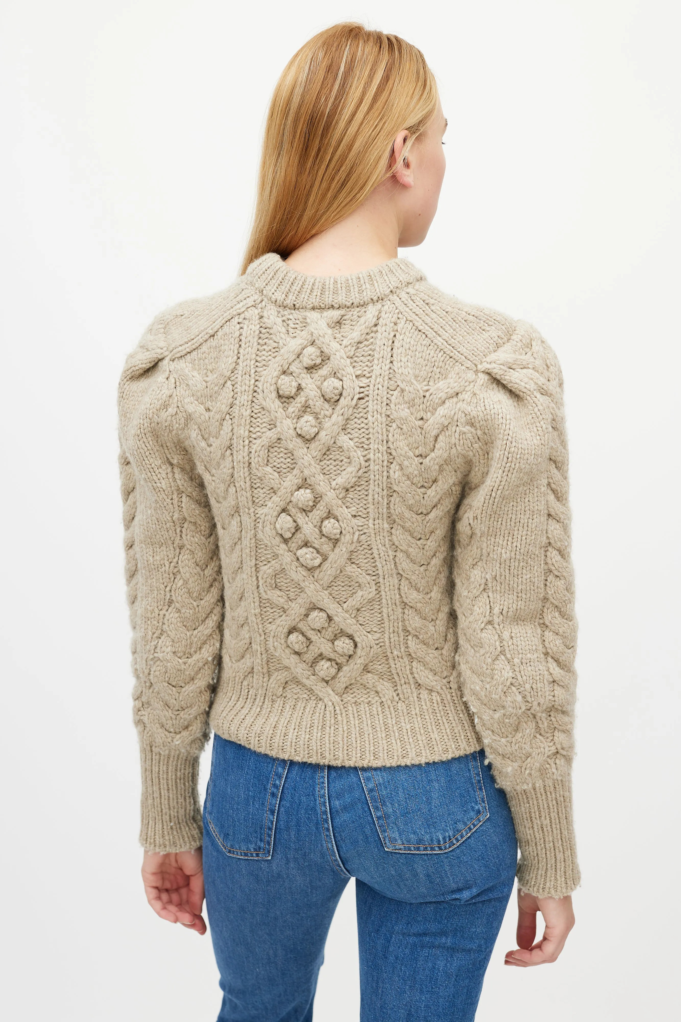 Brown Wool Cableknit Sweater