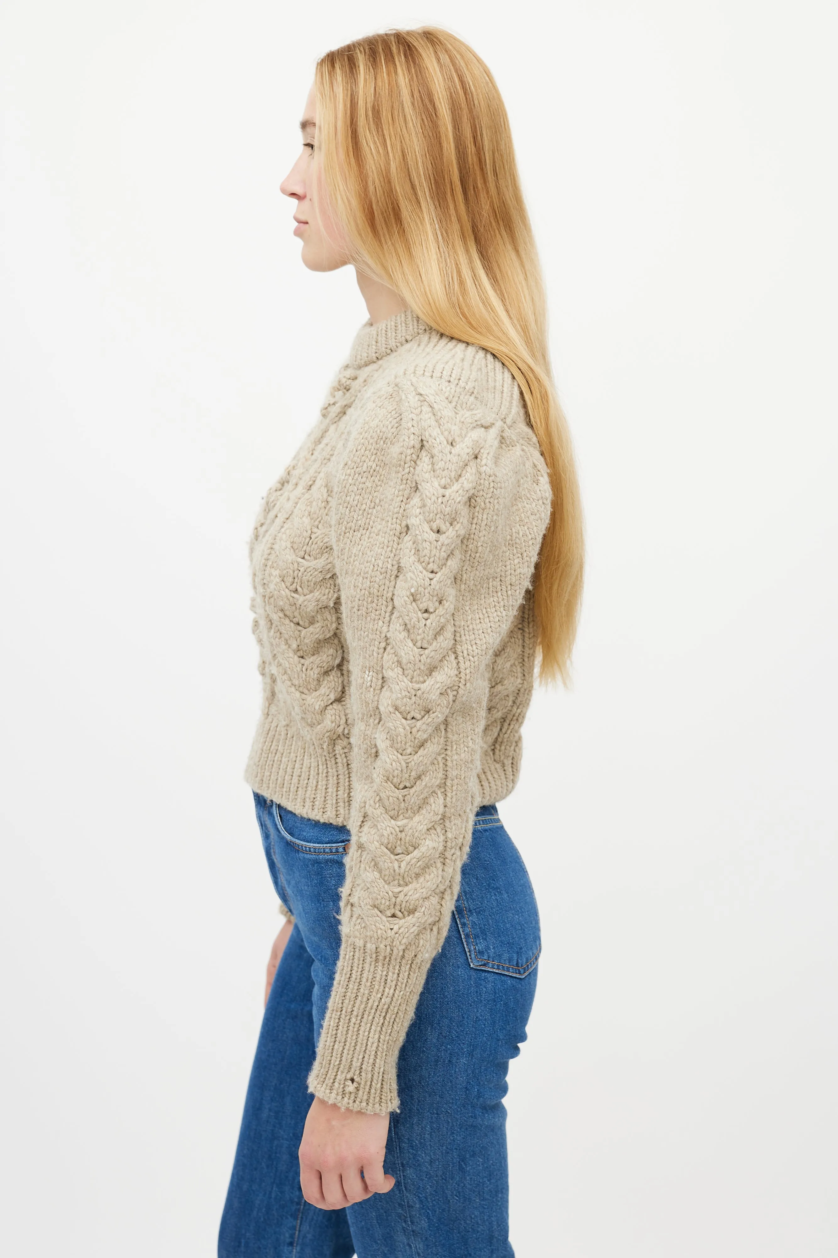 Brown Wool Cableknit Sweater