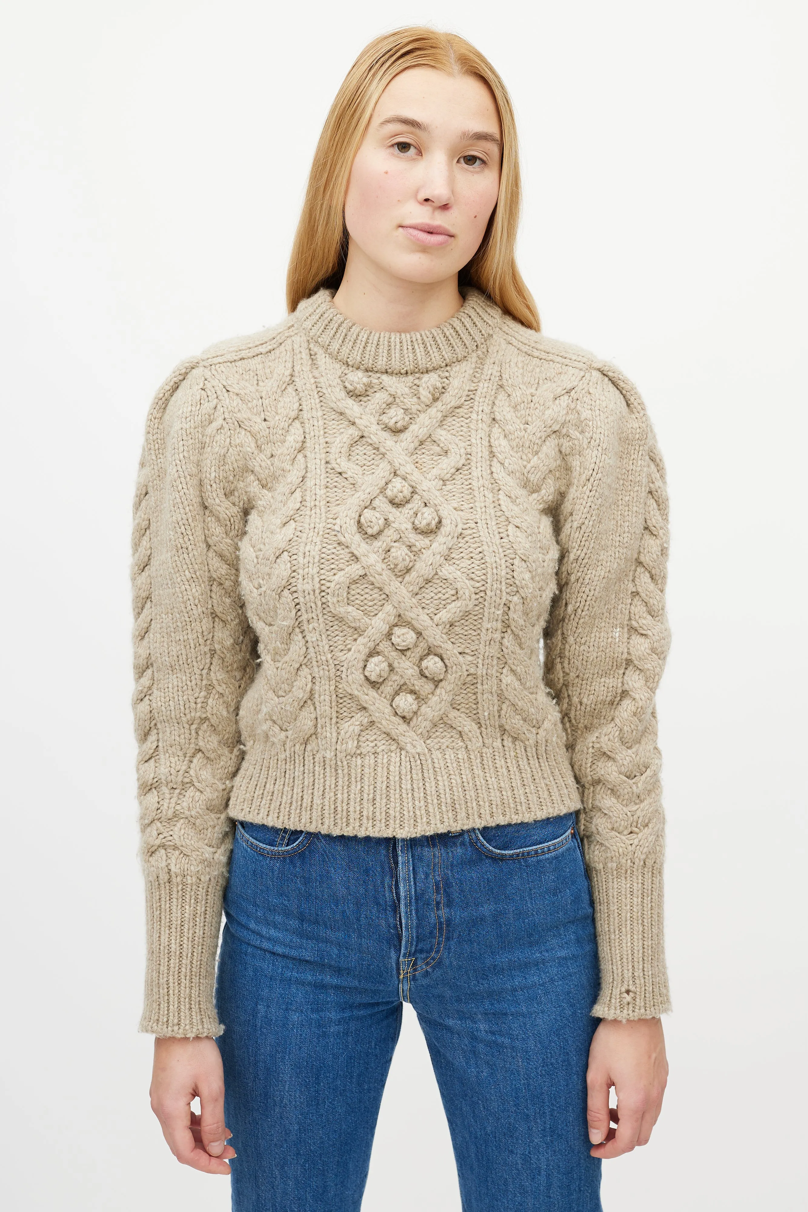 Brown Wool Cableknit Sweater