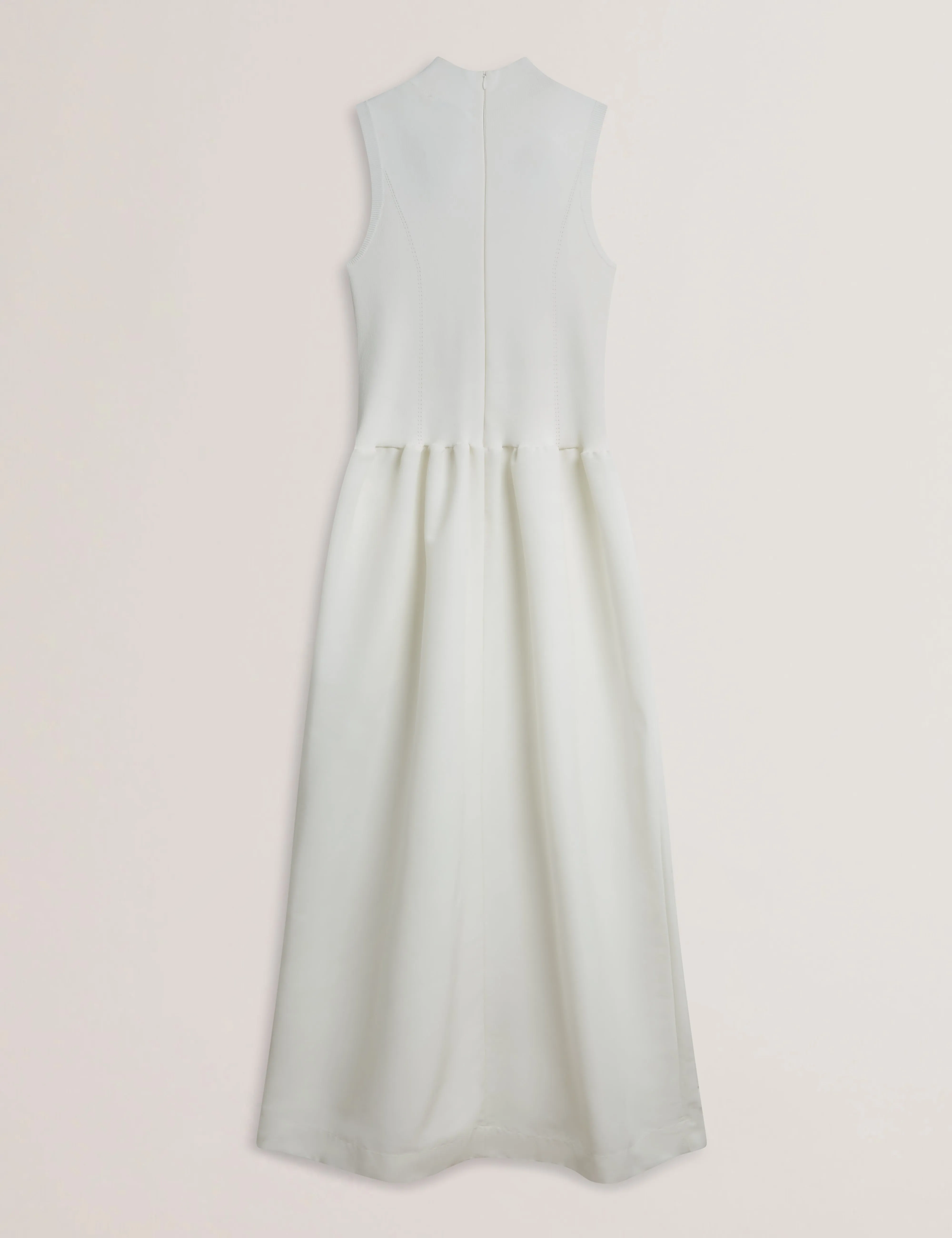 Caattie Sleeveless Midaxi Knitted Bodice Dress Ivory