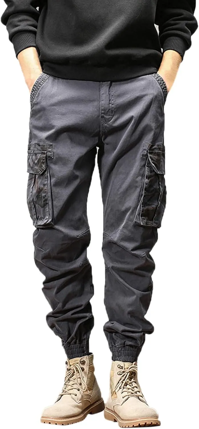 Cargo Sweatpants for Men Big and Tall Joggers Cotton Cargo Sweatpants Trousers Long Pants Men's Casual Military Pants