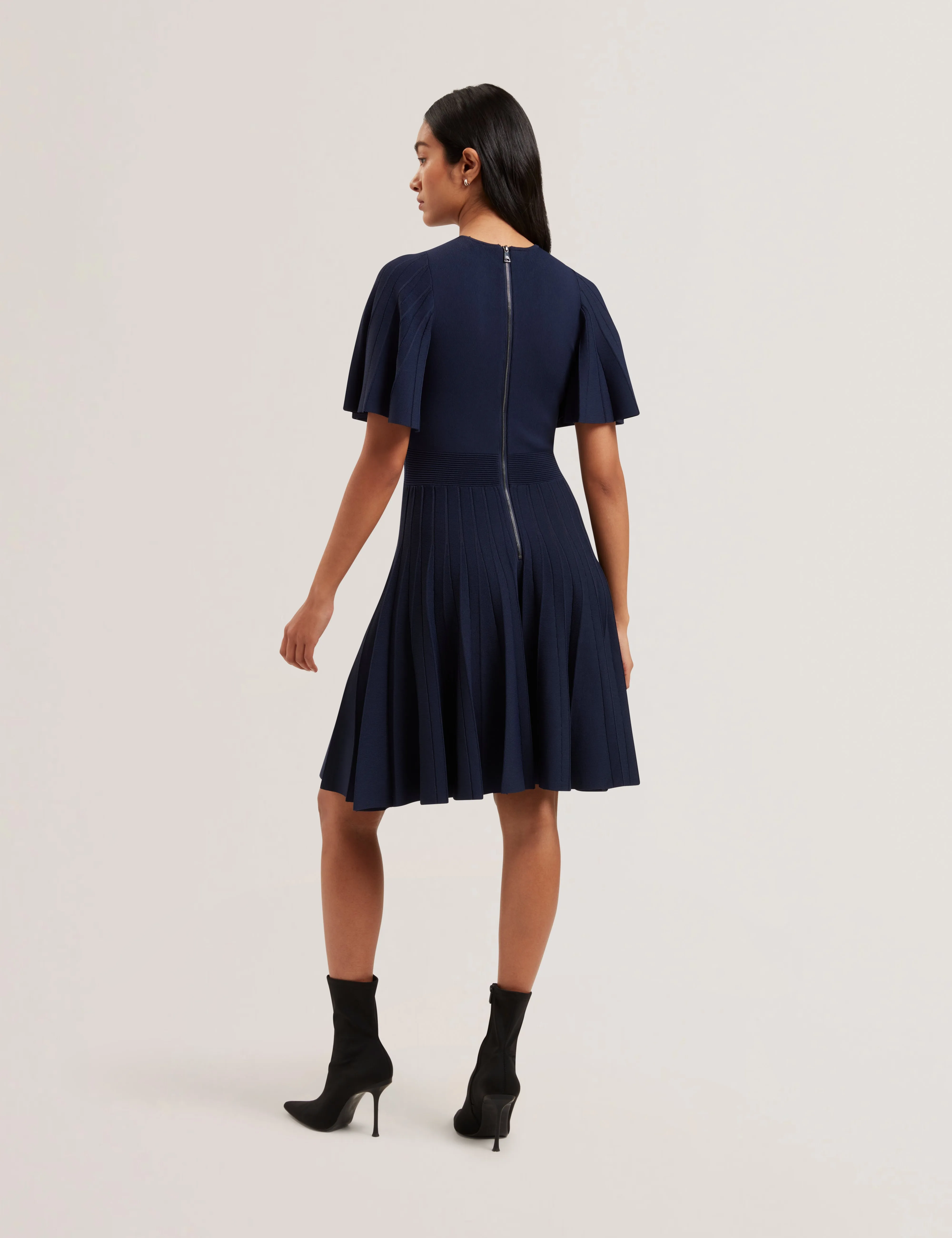 Celinha Angel Sleeve Knitted Maxi Dr Navy