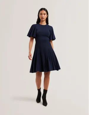 Celinha Angel Sleeve Knitted Maxi Dr Navy