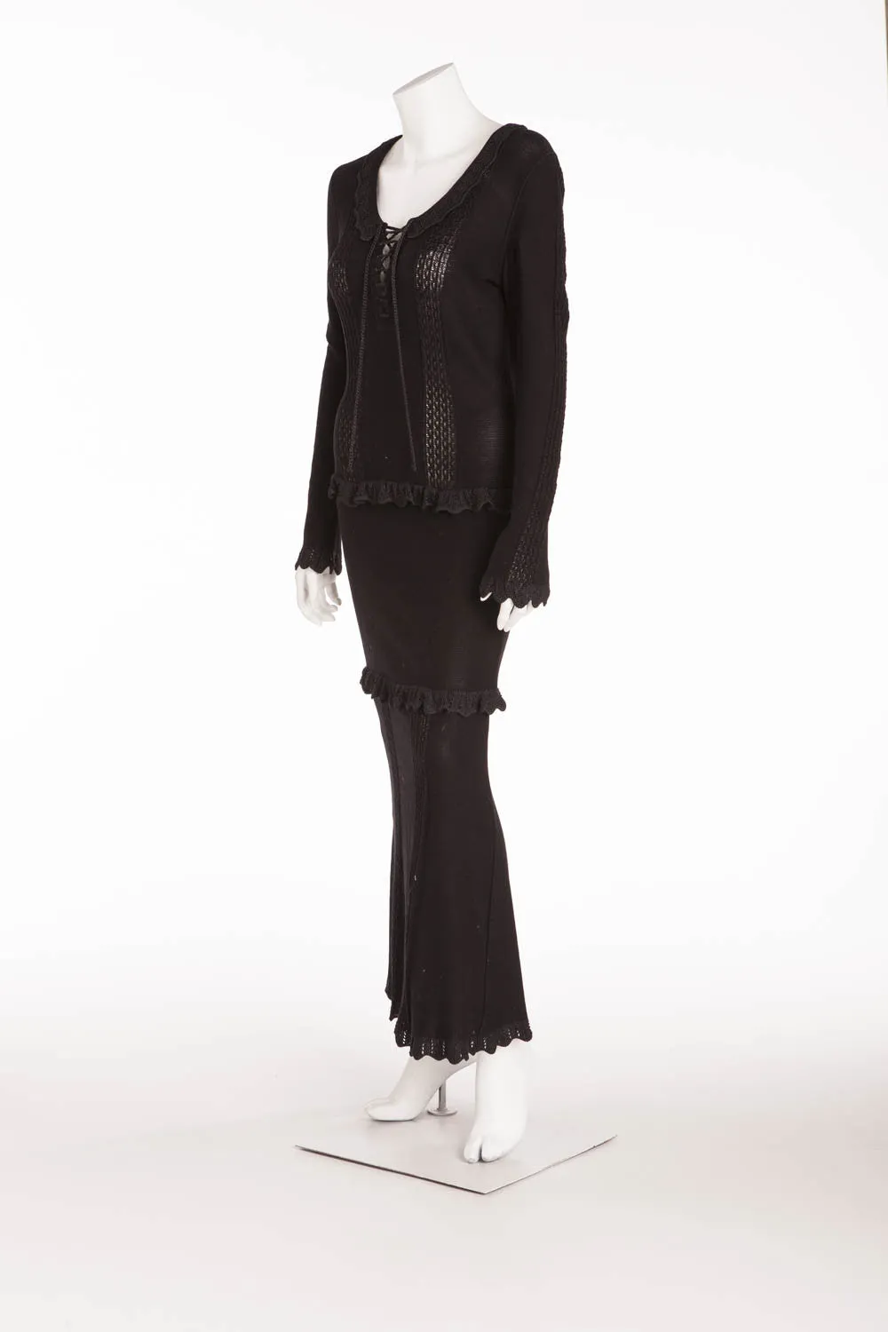 Chloe - Long Sleeve Black Knit Dress - FR 38