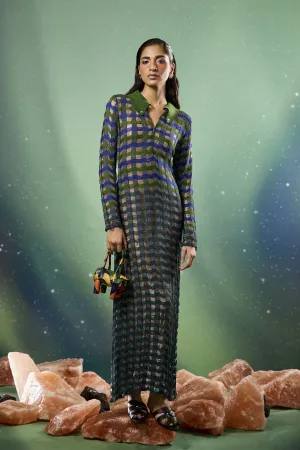 Emerald Checkered Knitted Dress