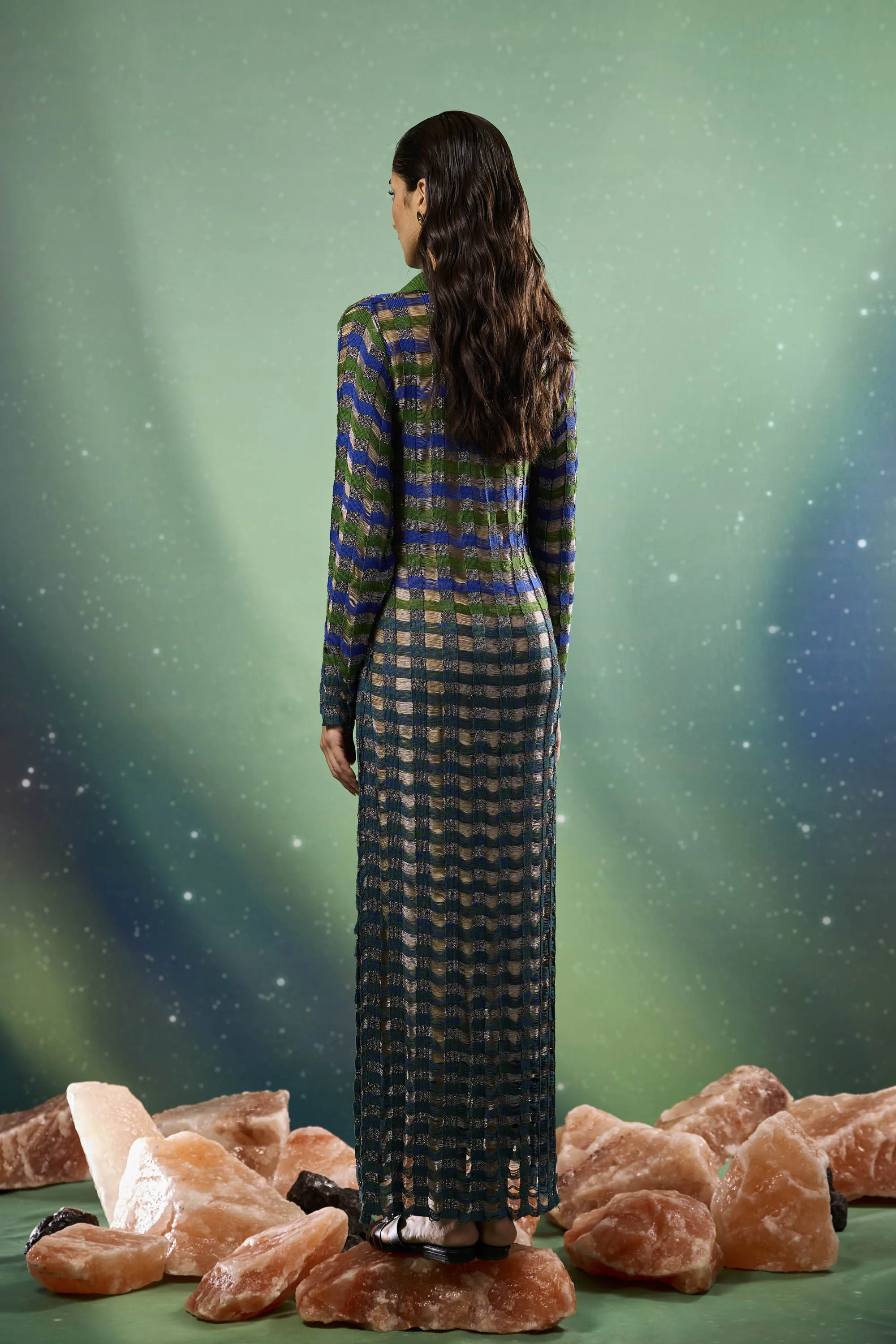 Emerald Checkered Knitted Dress