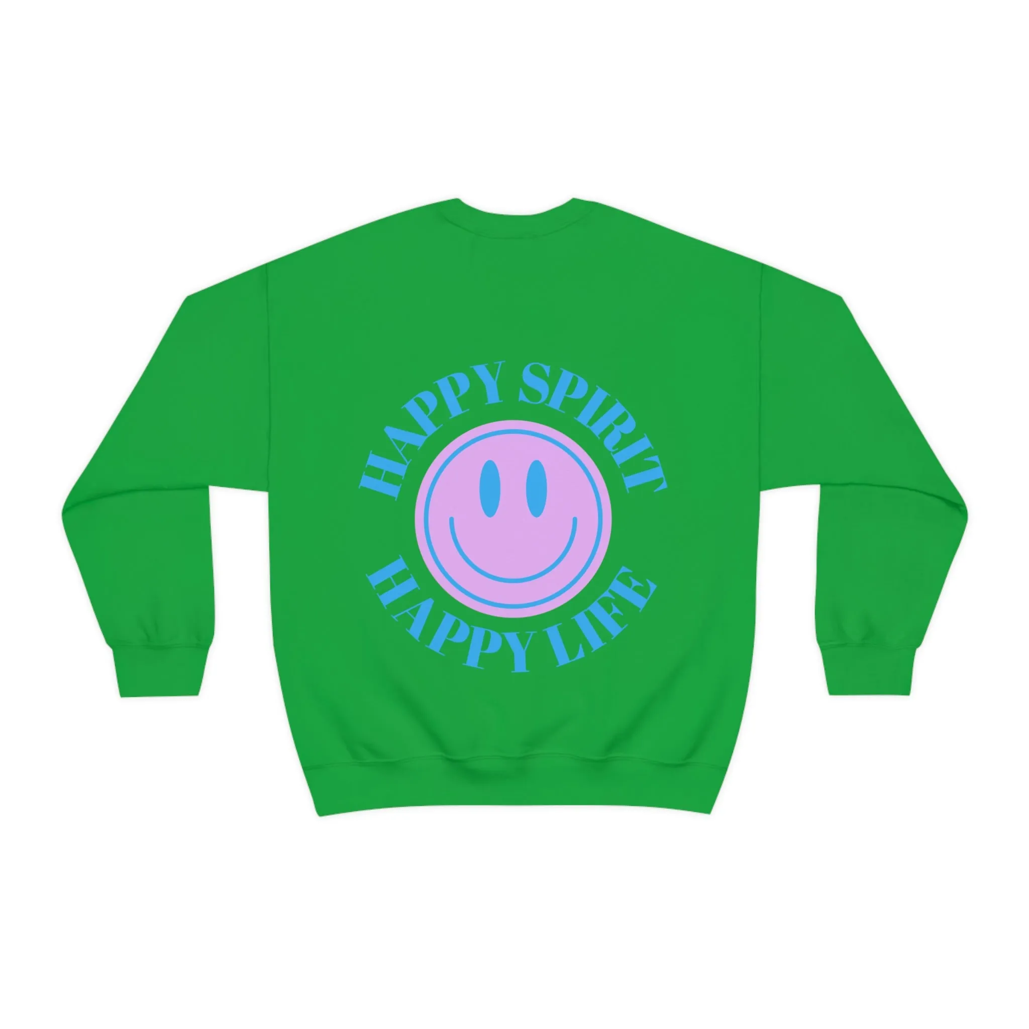 Happy Spirit Happy Life Sweatshirt, Gildan VSCO Girl Crewneck, Oversized Tumblr, Back Print Smile Happy Mind Trendy, Beach Lake Cover Up