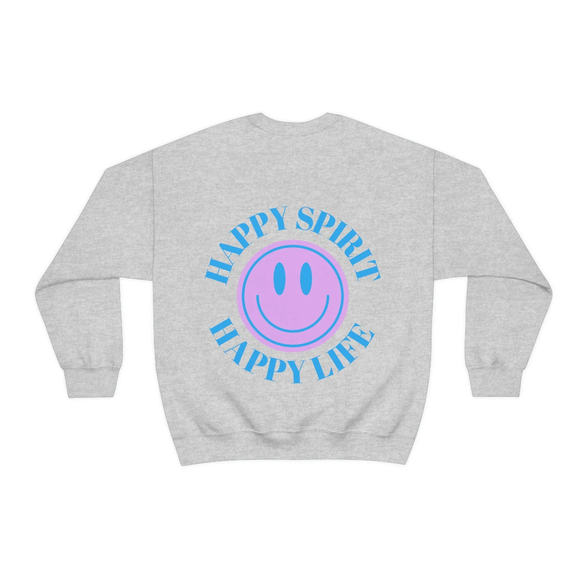 Happy Spirit Happy Life Sweatshirt, Gildan VSCO Girl Crewneck, Oversized Tumblr, Back Print Smile Happy Mind Trendy, Beach Lake Cover Up