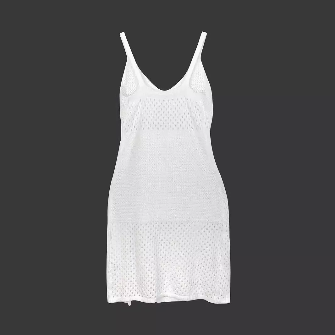 Knitted Long Hollow Sling Slit Dress