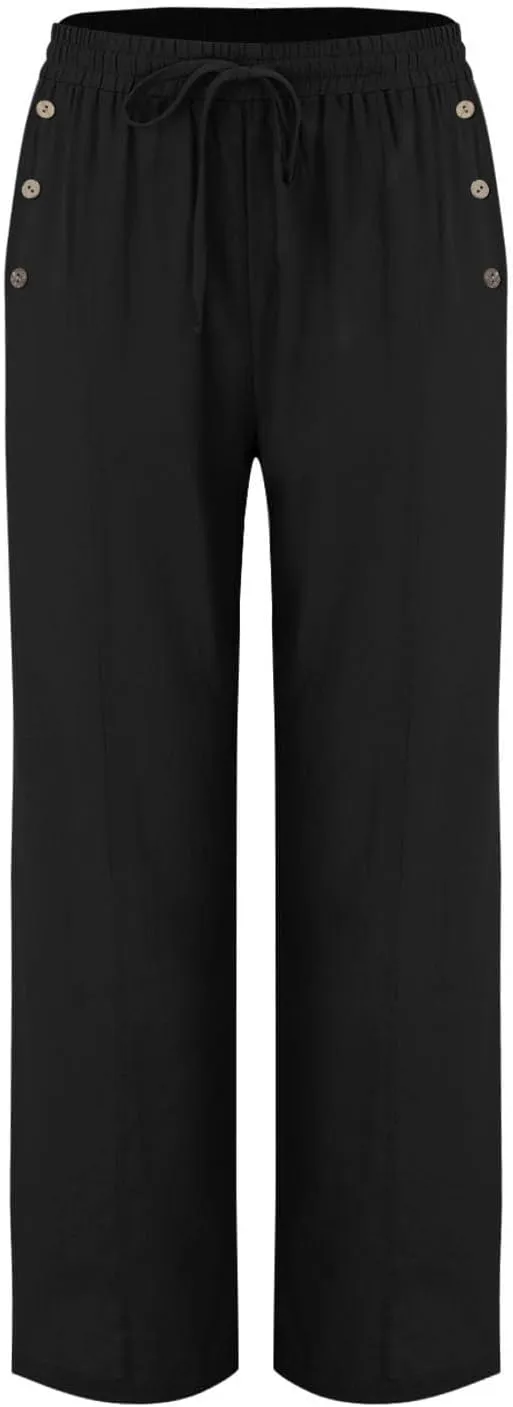 Linen Summer Pants for Women 2025 Trendy Casual High Waist Palazzo Drawstring Trousers Lounge Loose Pants