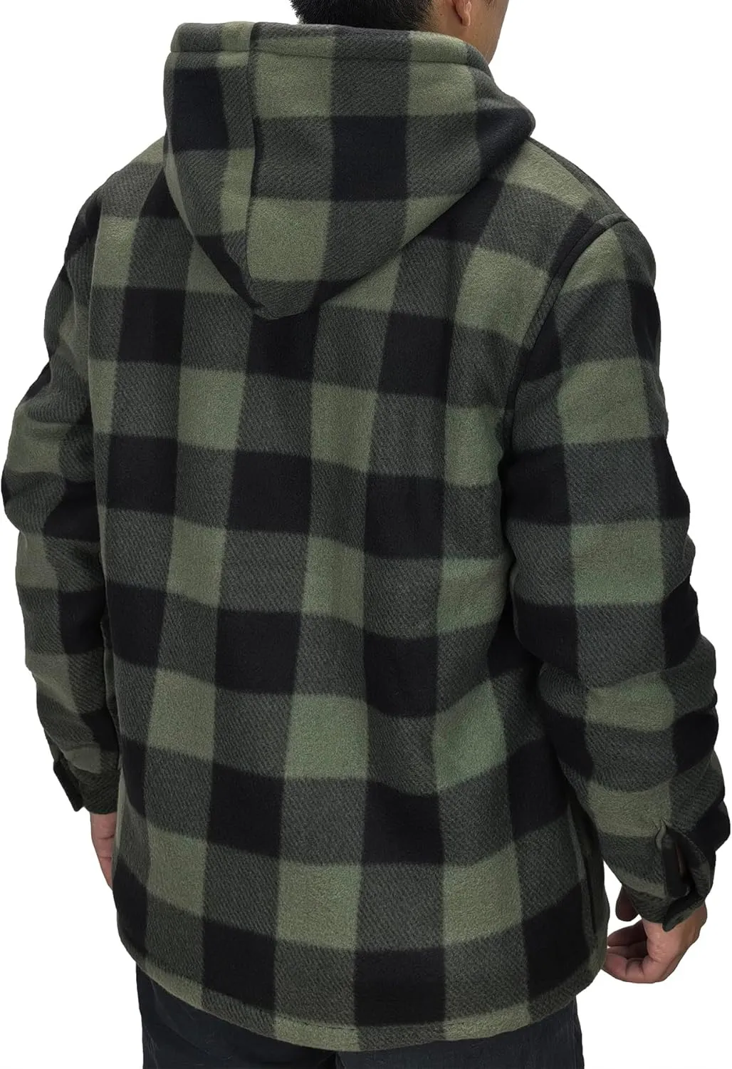 Men's Flannel Jacket Hoodie Full Zip Up Plaid Thick Fleece Sherpa Lined Sweatshirt Winter Warm Coats