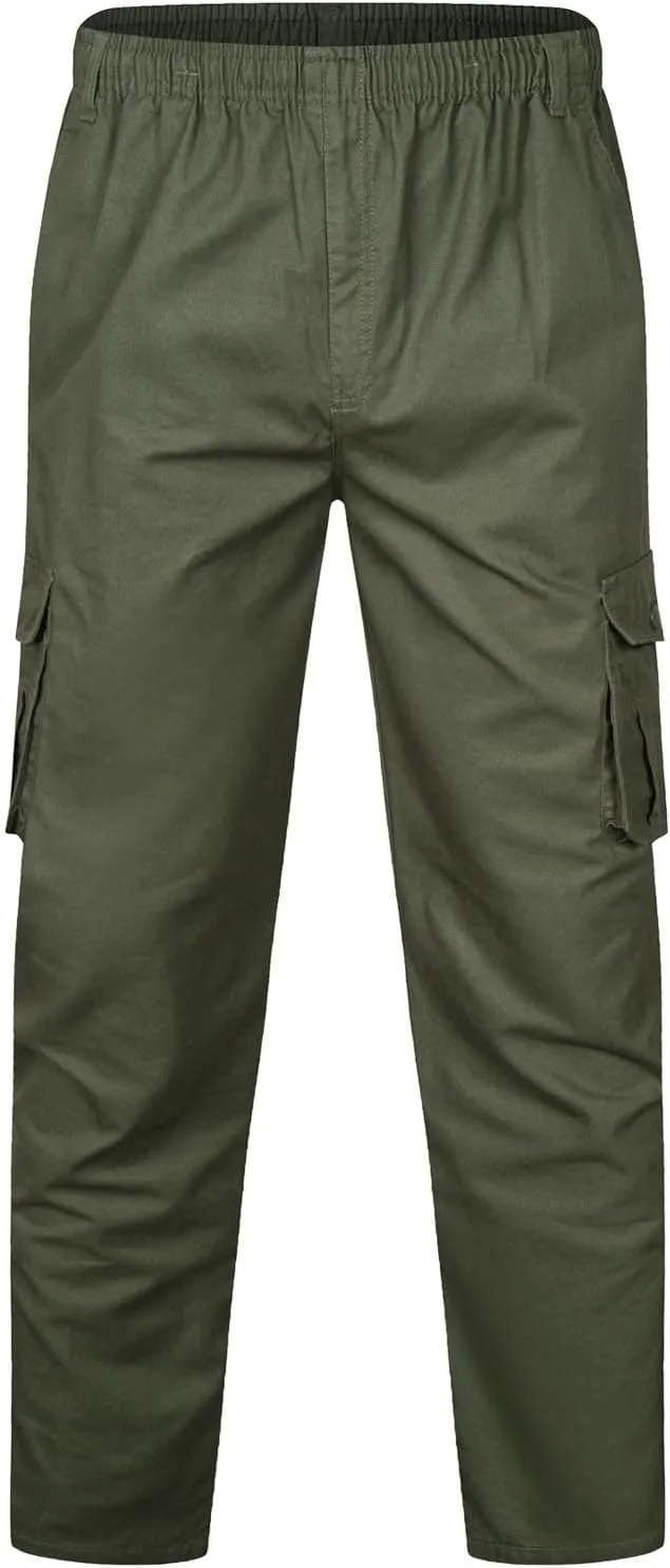 Men's Relaxed Fit Stretch Cargo Pant Tactical Hiking Elastic Waist Pants with Pocket Lightweight Casual Trousers