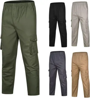 Men's Relaxed Fit Stretch Cargo Pant Tactical Hiking Elastic Waist Pants with Pocket Lightweight Casual Trousers