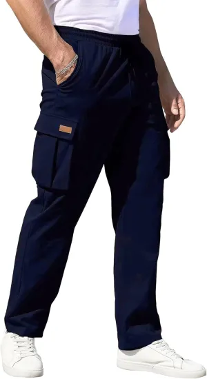 Men's Straight Leg Stylish Cargo Pants Relaxed Fit Work Military Pants Multipocket Hiking Outdoor Trousers