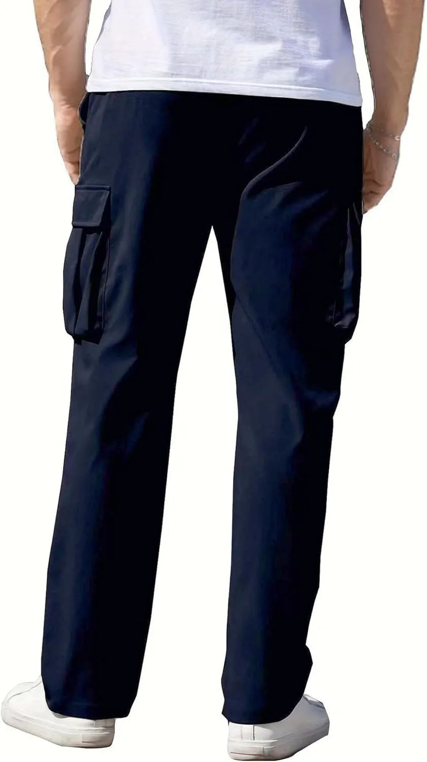 Men's Straight Leg Stylish Cargo Pants Relaxed Fit Work Military Pants Multipocket Hiking Outdoor Trousers