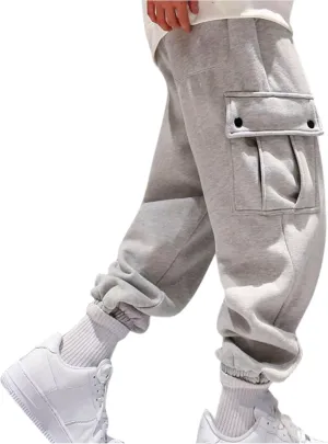 Mens Workout Cargo Sweatpants Men's Cargo Pants Relaxed Fit Work Pants Stretch Elastic Waist Multiple Pockets Fitness