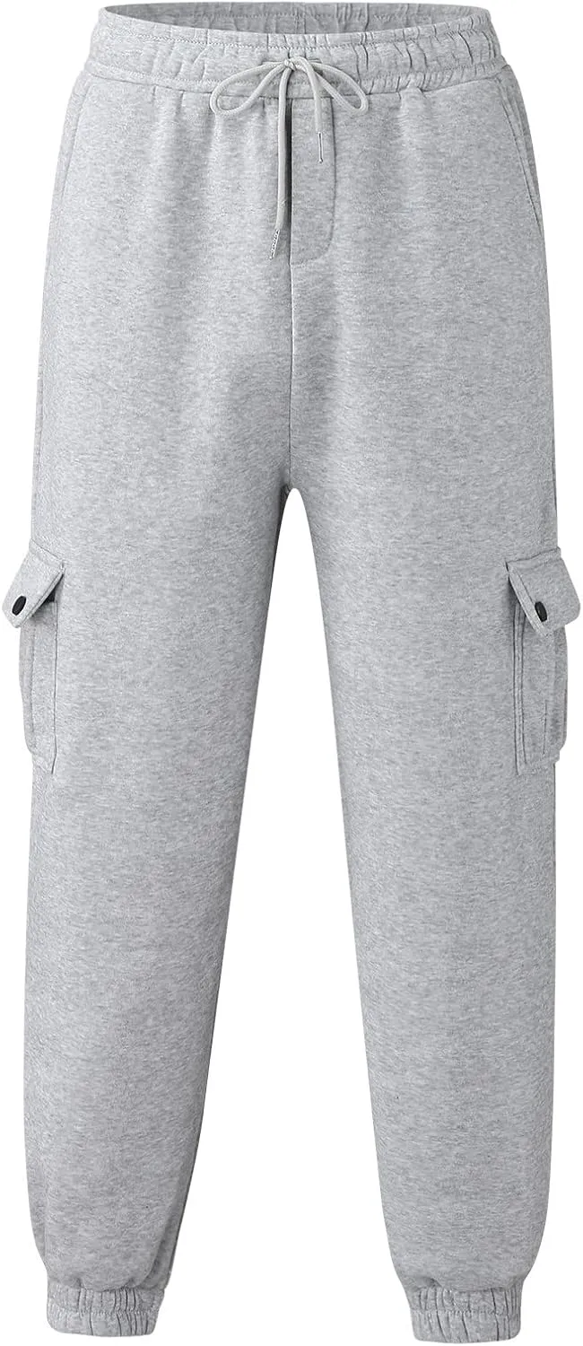 Mens Workout Cargo Sweatpants Men's Cargo Pants Relaxed Fit Work Pants Stretch Elastic Waist Multiple Pockets Fitness