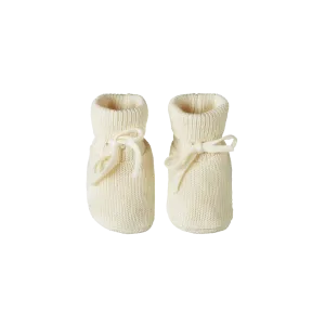 Nature Baby Merino Knit Drawstring Booties - Natural