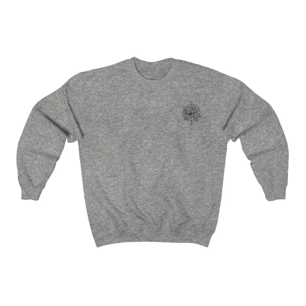 Peony Flower Geometric Tattoo Design "Floral Dynamics" Crewneck Sweatshirt