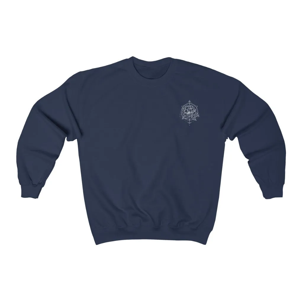 Peony Flower Geometric Tattoo Design "Floral Dynamics" Crewneck Sweatshirt
