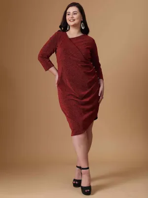Red Asymmetric Knitted Dress