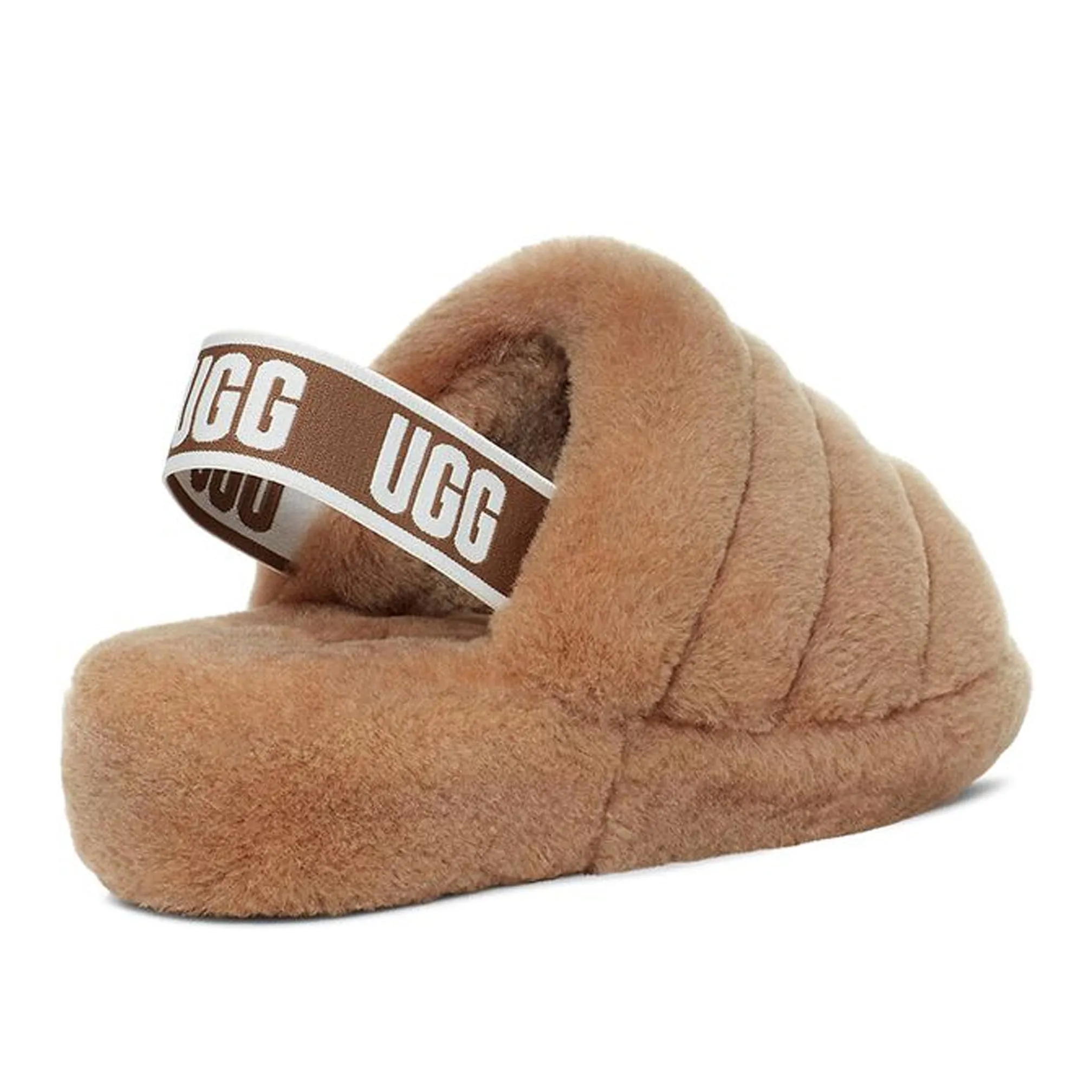 UGG Womens Luxurious Fluff Yeah Slide in Classic Chestnut Shade