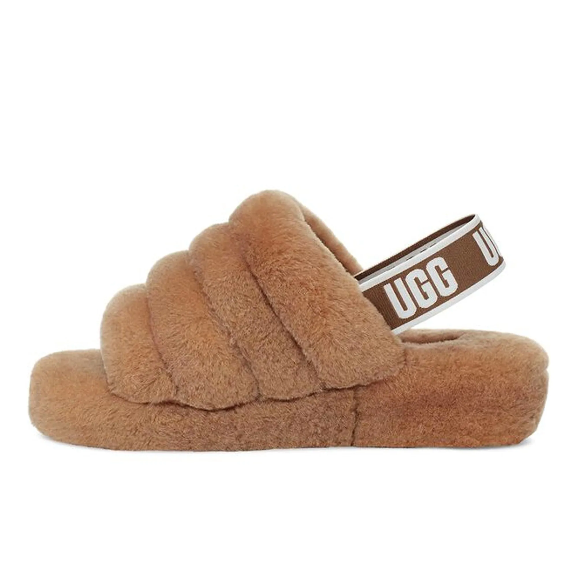 UGG Womens Luxurious Fluff Yeah Slide in Classic Chestnut Shade