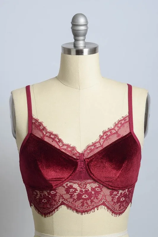 Velvet and Lace Cropped Half Cami