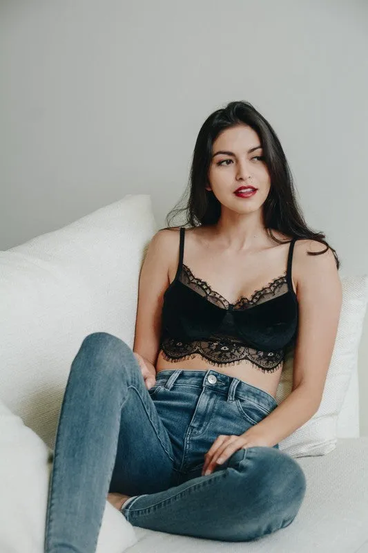 Velvet and Lace Cropped Half Cami