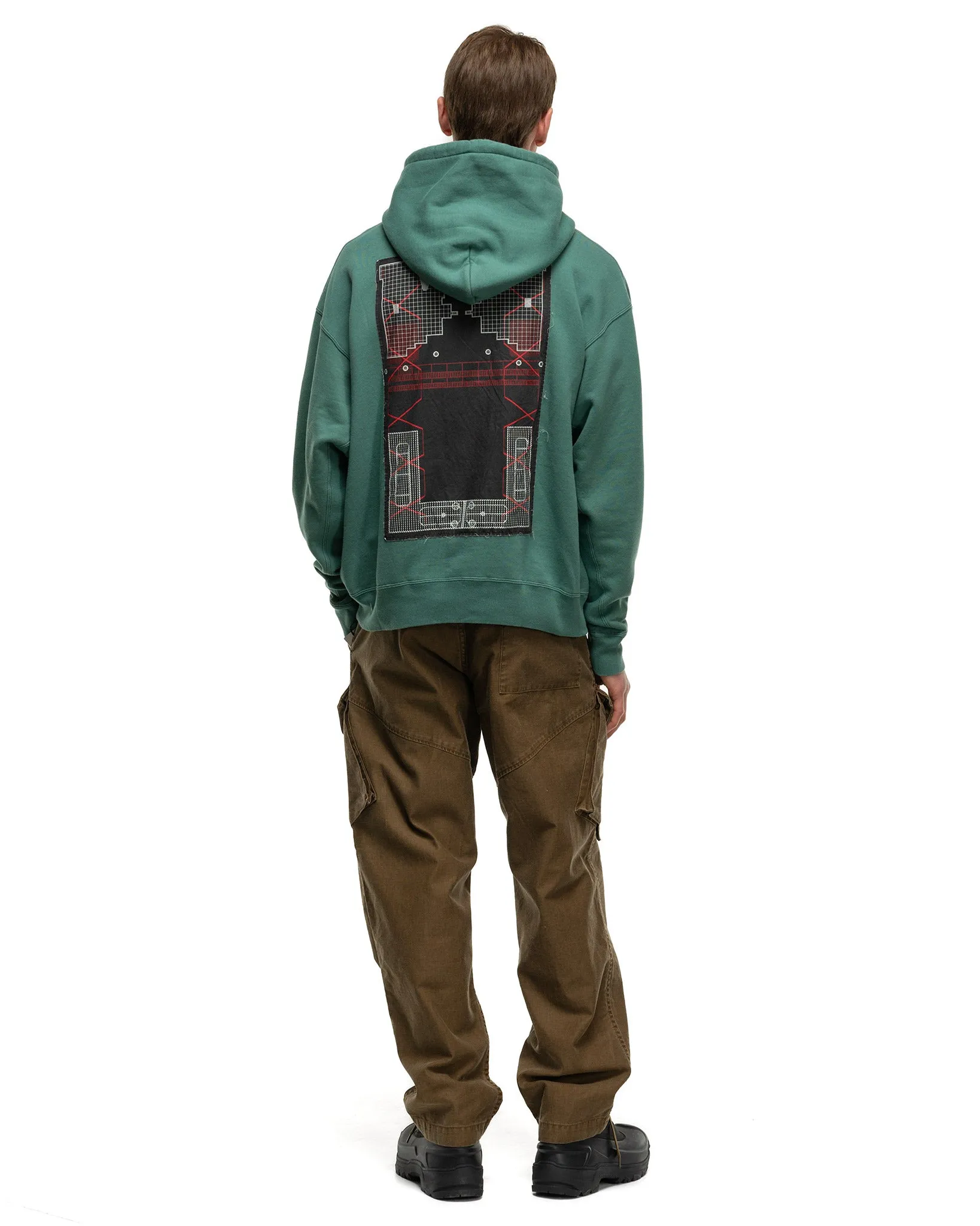 Washed District Patch Heavy Hoody Green