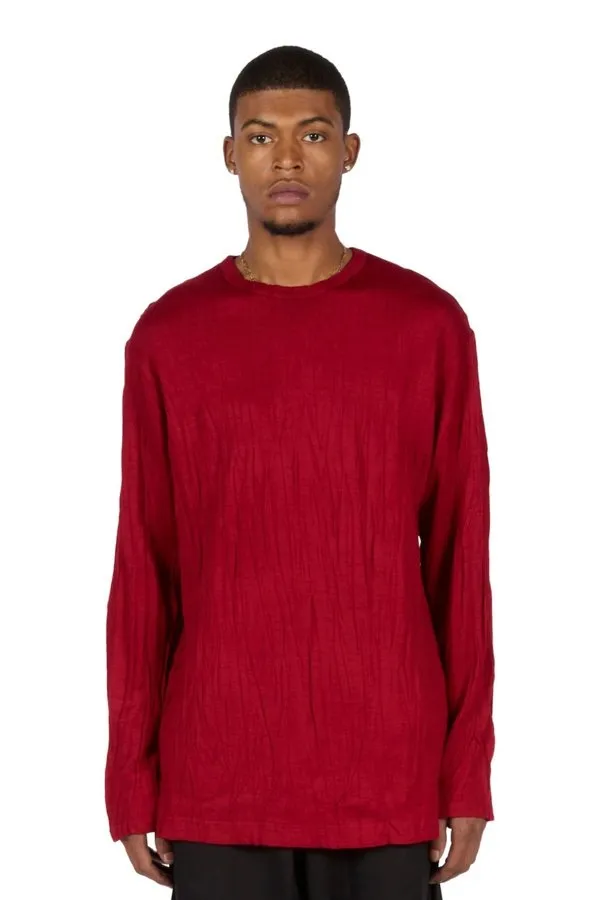 Wrinkle Round Neck Long Sleeve Top