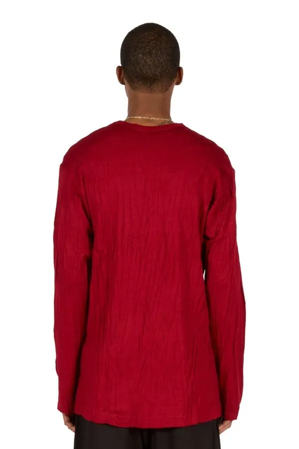 Wrinkle Round Neck Long Sleeve Top