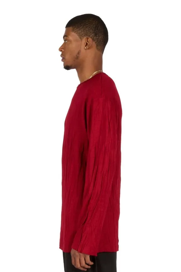 Wrinkle Round Neck Long Sleeve Top