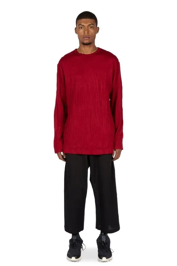 Wrinkle Round Neck Long Sleeve Top