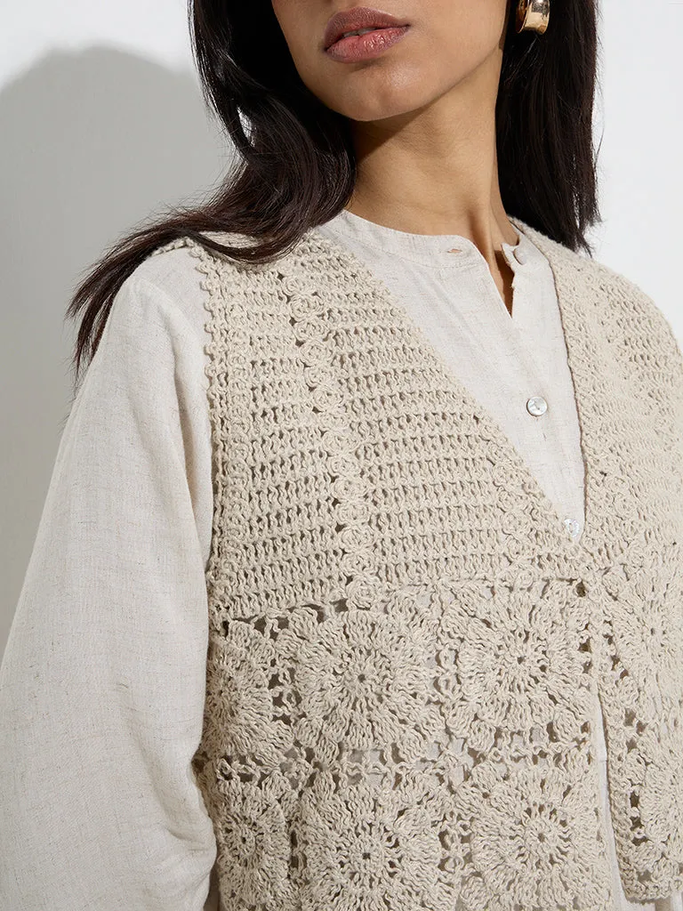 Zuba Beige Crochet-Knitted Jacket
