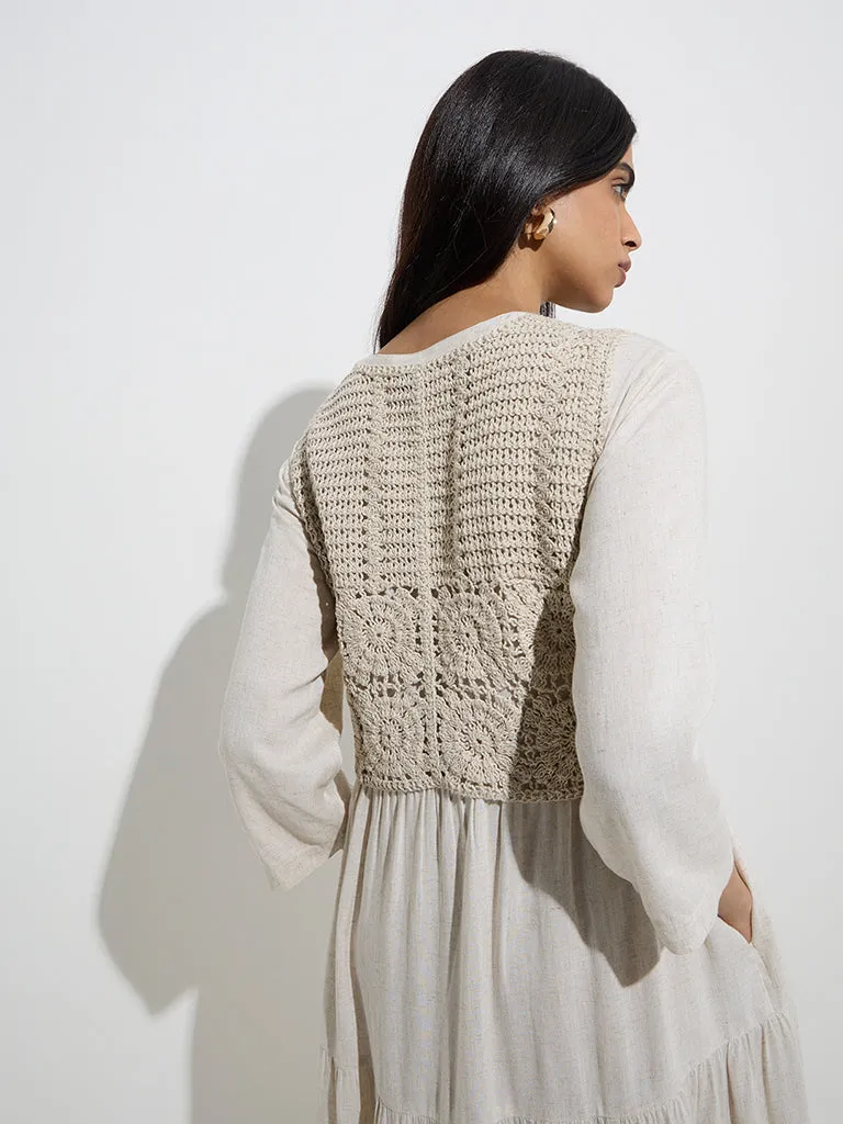 Zuba Beige Crochet-Knitted Jacket