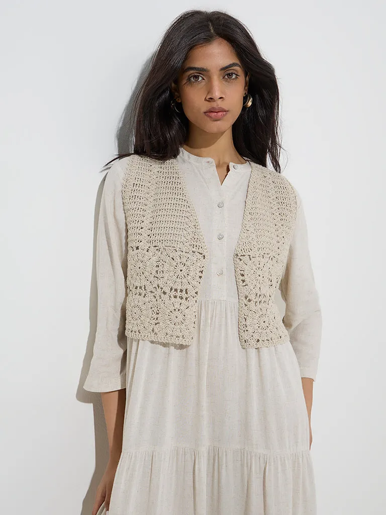 Zuba Beige Crochet-Knitted Jacket
